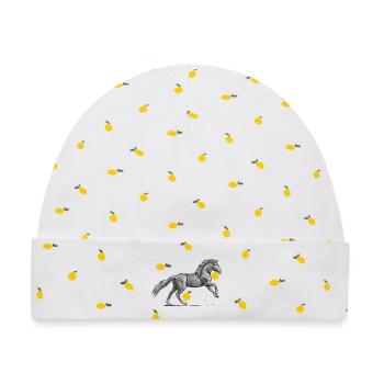 Schwarzes Pferd Galopp - Baby Premium Organic Mütze - Weiß/Zitronengelb - Vorne