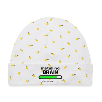 Installation von Brain - Baby Premium Organic Mütze - Weiß/Zitronengelb - Vorne