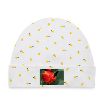 Feurige Tulpenfrische - Baby Premium Organic Mütze - Weiß/Zitronengelb - Vorne