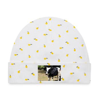 Kuh Poster - Baby Premium Organic Mütze - Weiß/Zitronengelb - Vorne