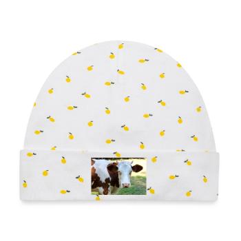 Kuh Poster - Baby Premium Organic Mütze - Weiß/Zitronengelb - Vorne