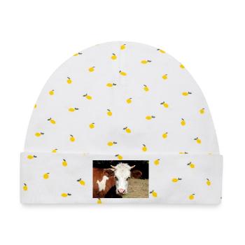 Kuh Poster - Baby Premium Organic Mütze - Weiß/Zitronengelb - Vorne