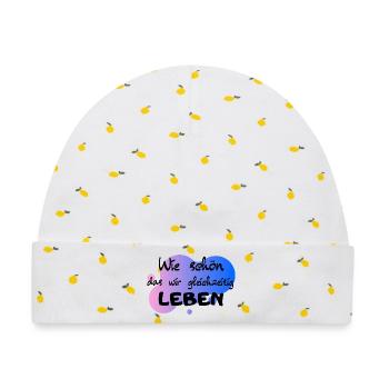Wie schön das wir gleichzeitig Leben - Baby Premium Organic Mütze - Weiß/Zitronengelb - Vorne