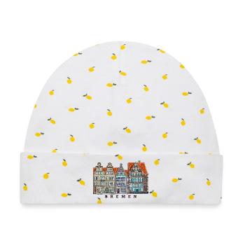 Bremen, Deutschland, Zeichnung Häuser Marktplatz - Baby Premium Organic Mütze - Weiß/Zitronengelb - Vorne