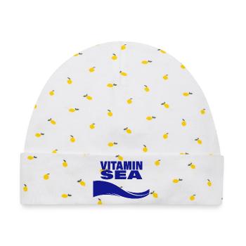 VITAMIN SEA - Baby Premium Organic Mütze - Weiß/Zitronengelb - Vorne