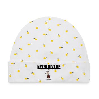 Never give up. Motivation - Baby Premium Organic Mütze - Weiß/Zitronengelb - Vorne