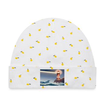 Leuchtturm bei Nacht - Baby Premium Organic Mütze - Weiß/Zitronengelb - Vorne