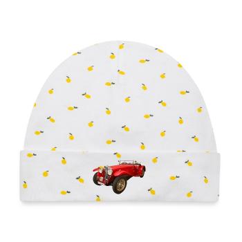 Historisches Auto - Baby Premium Organic Mütze - Weiß/Zitronengelb - Vorne