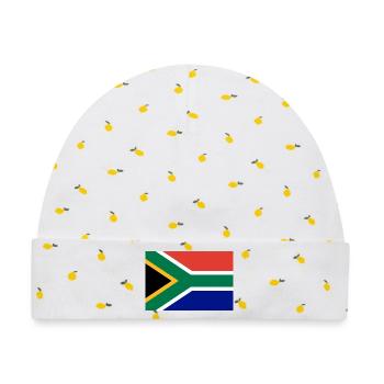 Südafrika – Geometrisches Banner mit südafrikanischer Flagge - Baby Premium Organic Mütze - Weiß/Zitronengelb - Vorne