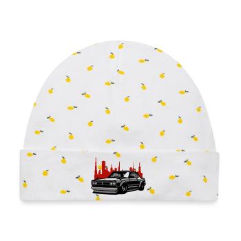 Lowrider Skyline Silhouette - Baby Premium Organic Mütze - Weiß/Zitronengelb - Vorne