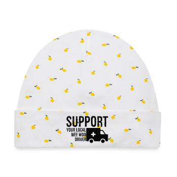 support your local wee woo driver - Baby Premium Organic Mütze - Weiß/Zitronengelb - Vorne