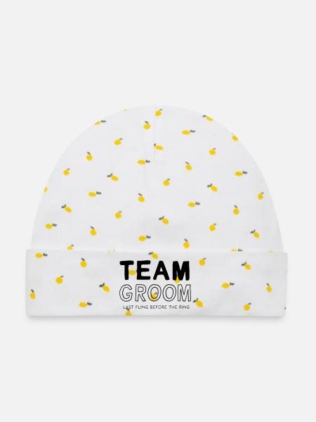 Team Groom - Baby Premium Organic Mütze - Weiß/Zitronengelb