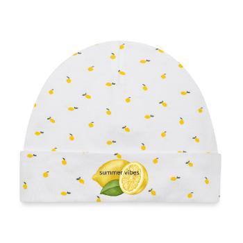 Sommerliche Zitronenfrische Design - Baby Premium Organic Mütze - Weiß/Zitronengelb - Vorne