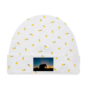 Silhouettenfoto eines Elefanten während der Goldenen Stunde - Baby Premium Organic Mütze - Weiß/Zitronengelb - Vorne