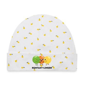 Kontakt-Linsen – Lustiges Wortspiel - Baby Premium Organic Mütze - Weiß/Zitronengelb - Vorne