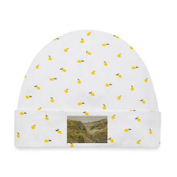 Geometrisches Netz Canyon - Baby Premium Organic Mütze - Weiß/Zitronengelb - Vorne