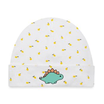 Türkiser Stegosaurus Cartoon - Baby Premium Organic Mütze - Weiß/Zitronengelb - Vorne