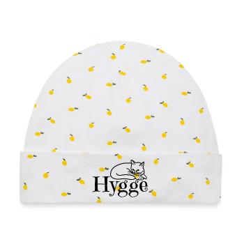 Hygge mit Katze - Baby Premium Organic Mütze - Weiß/Zitronengelb - Vorne