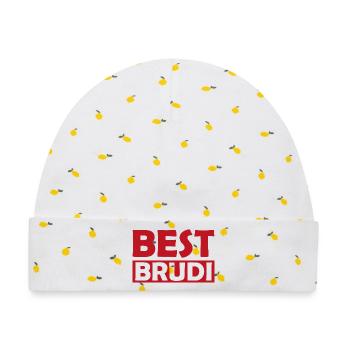 Best Brudi Shirt Motiv - Baby Premium Organic Mütze - Weiß/Zitronengelb - Vorne