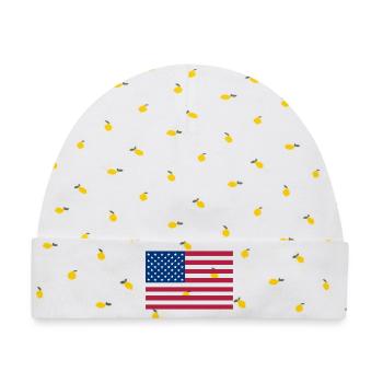 Dunkelrote amerikanische Flagge - Baby Premium Organic Mütze - Weiß/Zitronengelb - Vorne