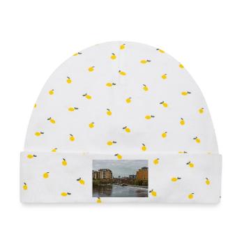 Urbane Flussszene mit Brücke - Baby Premium Organic Mütze - Weiß/Zitronengelb - Vorne