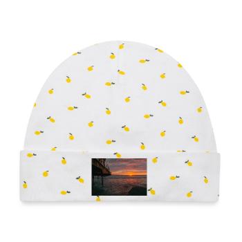 Sonnenaufgang Saltburn Pier am ruhigen Ufer - Baby Premium Organic Mütze - Weiß/Zitronengelb - Vorne