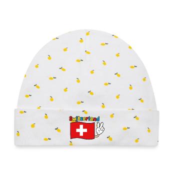 Schweiz Flagge - Baby Premium Organic Mütze - Weiß/Zitronengelb - Vorne