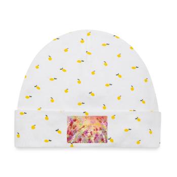 Pastellblüten Farbwirbel Muster - Baby Premium Organic Mütze - Weiß/Zitronengelb - Vorne