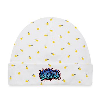 Mathieu Graffiti Neon Druckbar auf Textil - Baby Premium Organic Mütze - Weiß/Zitronengelb - Vorne
