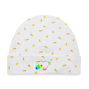 Regenbogen-Geschwindigkeitstricker - Baby Premium Organic Mütze - Weiß/Zitronengelb - Vorne
