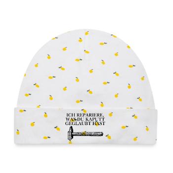 Handwerker Design - Baby Premium Organic Mütze - Weiß/Zitronengelb - Vorne