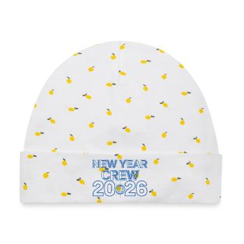 Neujahrscrew 2026 Celebration Tee - Baby Premium Organic Mütze - Weiß/Zitronengelb - Vorne