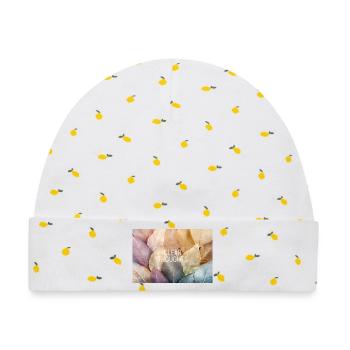 Clear Thoughts – Minimalistisches Glas Design - Baby Premium Organic Mütze - Weiß/Zitronengelb - Vorne