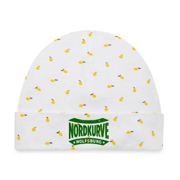 Wolfsburg Nordkurve Stadion Fan Hoodie, tasche - Baby Premium Organic Mütze - Weiß/Zitronengelb - Vorne