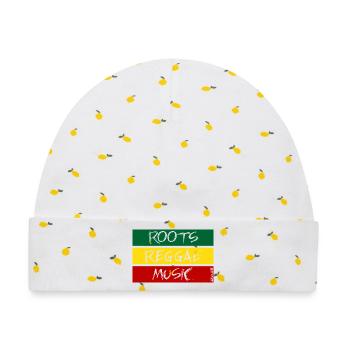 Roots-Reggae-Musik - Baby Premium Organic Mütze - Weiß/Zitronengelb - Vorne
