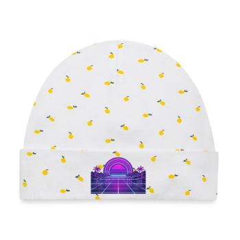 Neon Retro Sonnenuntergang Grid 90s - Baby Premium Organic Mütze - Weiß/Zitronengelb - Vorne