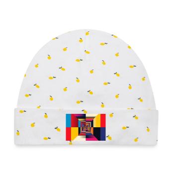 Geometrischer Tunnel-Regenbogen - Baby Premium Organic Mütze - Weiß/Zitronengelb - Vorne