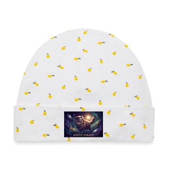 Space Grump Weltraum-Kater Neon - Baby Premium Organic Mütze - Weiß/Zitronengelb - Vorne