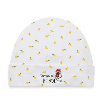 Trying to hendl this – Witziges Huhn Wortspiel - Baby Premium Organic Mütze - Weiß/Zitronengelb - Vorne