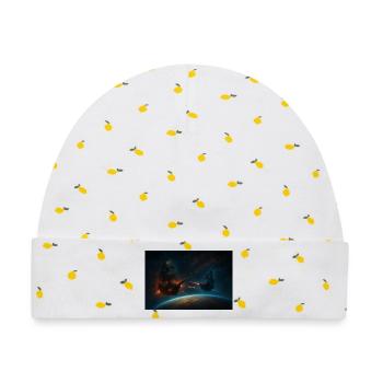 Kosmische Freibeuter im Weltraumduell - Baby Premium Organic Mütze - Weiß/Zitronengelb - Vorne