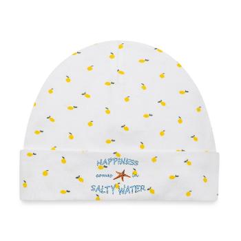 HAPPINESS - Baby Premium Organic Mütze - Weiß/Zitronengelb - Vorne