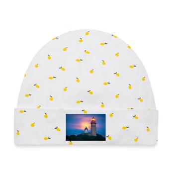 Mondlicht Leuchtturm Küste - Baby Premium Organic Mütze - Weiß/Zitronengelb - Vorne