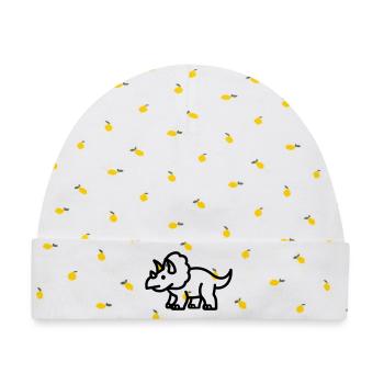 Triceratops - Baby Premium Organic Mütze - Weiß/Zitronengelb - Vorne