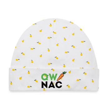 QW NAC Carrot – Grüner Akzent für Insider - Baby Premium Organic Mütze - Weiß/Zitronengelb - Vorne