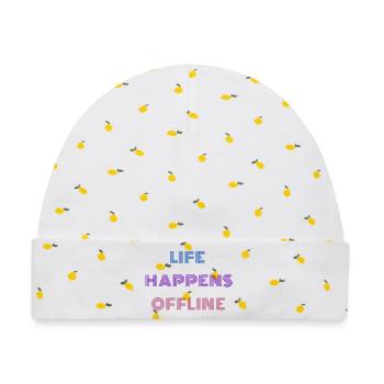 Life Happens Offline - Baby Premium Organic Mütze - Weiß/Zitronengelb - Vorne