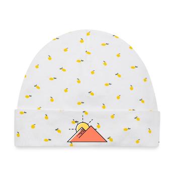 Berge Sonne Natur - Baby Premium Organic Mütze - Weiß/Zitronengelb - Vorne