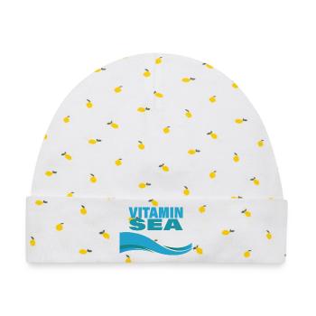 VITAMIN SEA - Baby Premium Organic Mütze - Weiß/Zitronengelb - Vorne