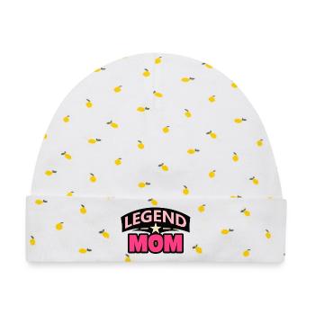 Legend Mom – Lustige Mutter Design - Baby Premium Organic Mütze - Weiß/Zitronengelb - Vorne