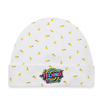 Techno Neon Retro Kreis - Baby Premium Organic Mütze - Weiß/Zitronengelb - Vorne