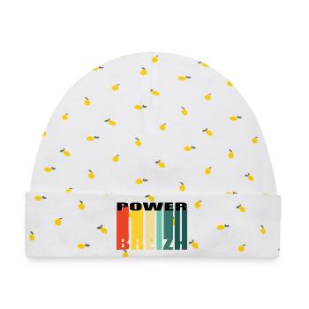 POWER BREIZH - Baby Premium Organic Mütze - Weiß/Zitronengelb - Vorne